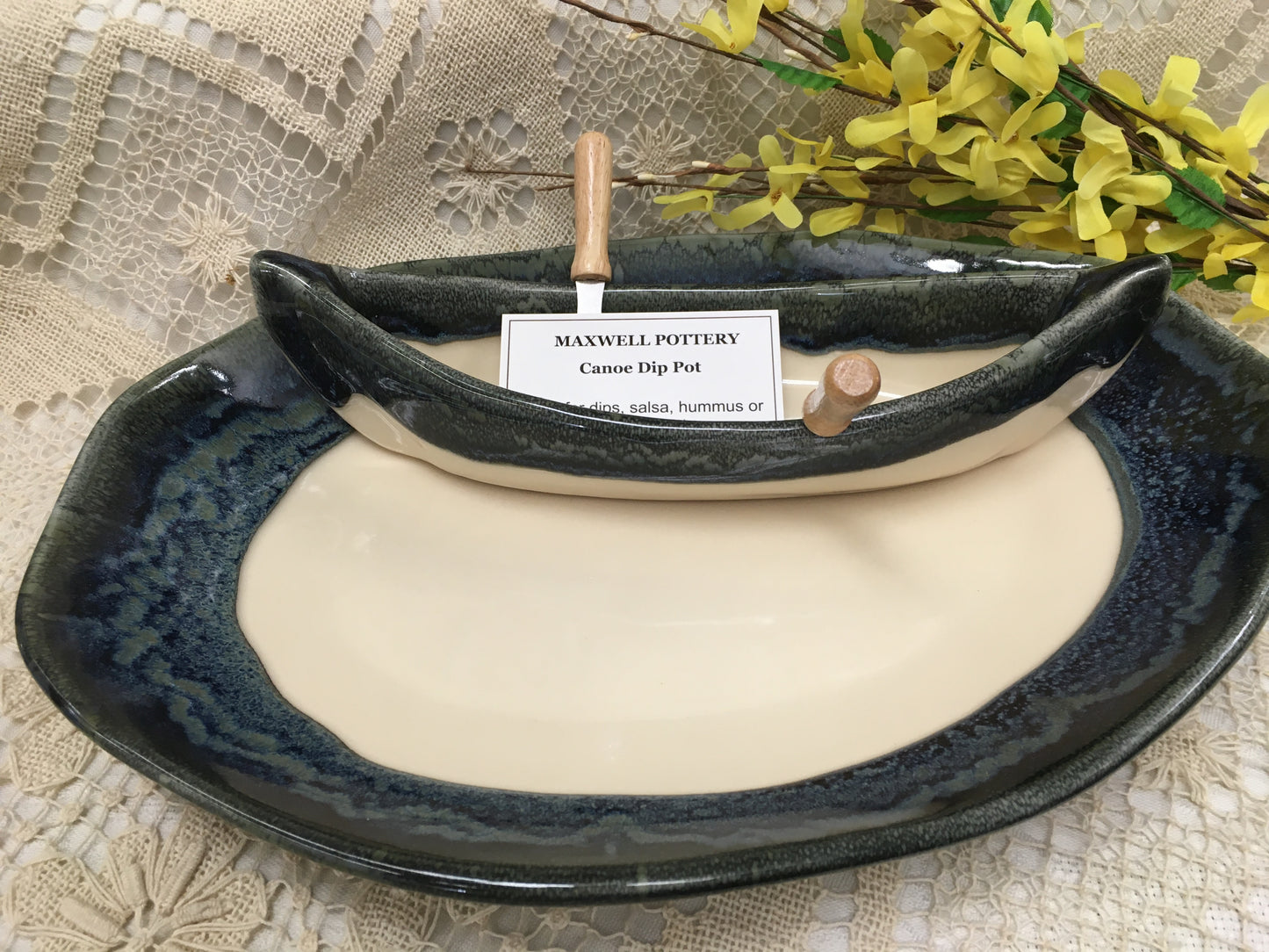 Canoe on a Lake Dip Set - Granite - Maxwell Pottery - Canadian Handmade