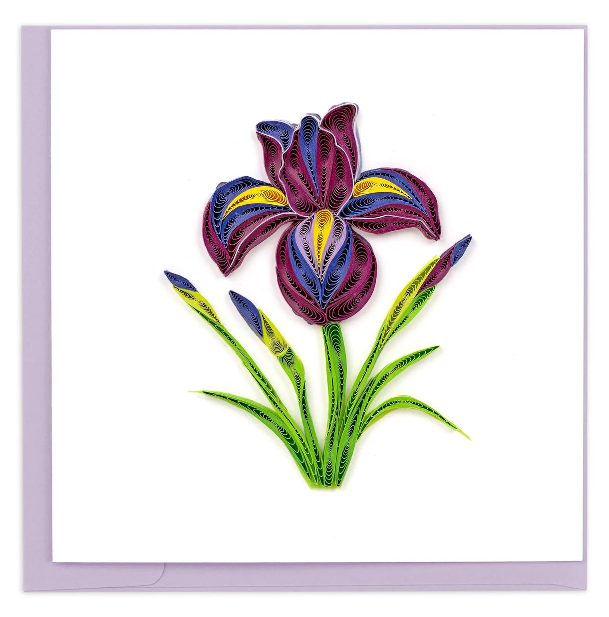Quilling Card - Iris Flower - handcrafted - Blank inside