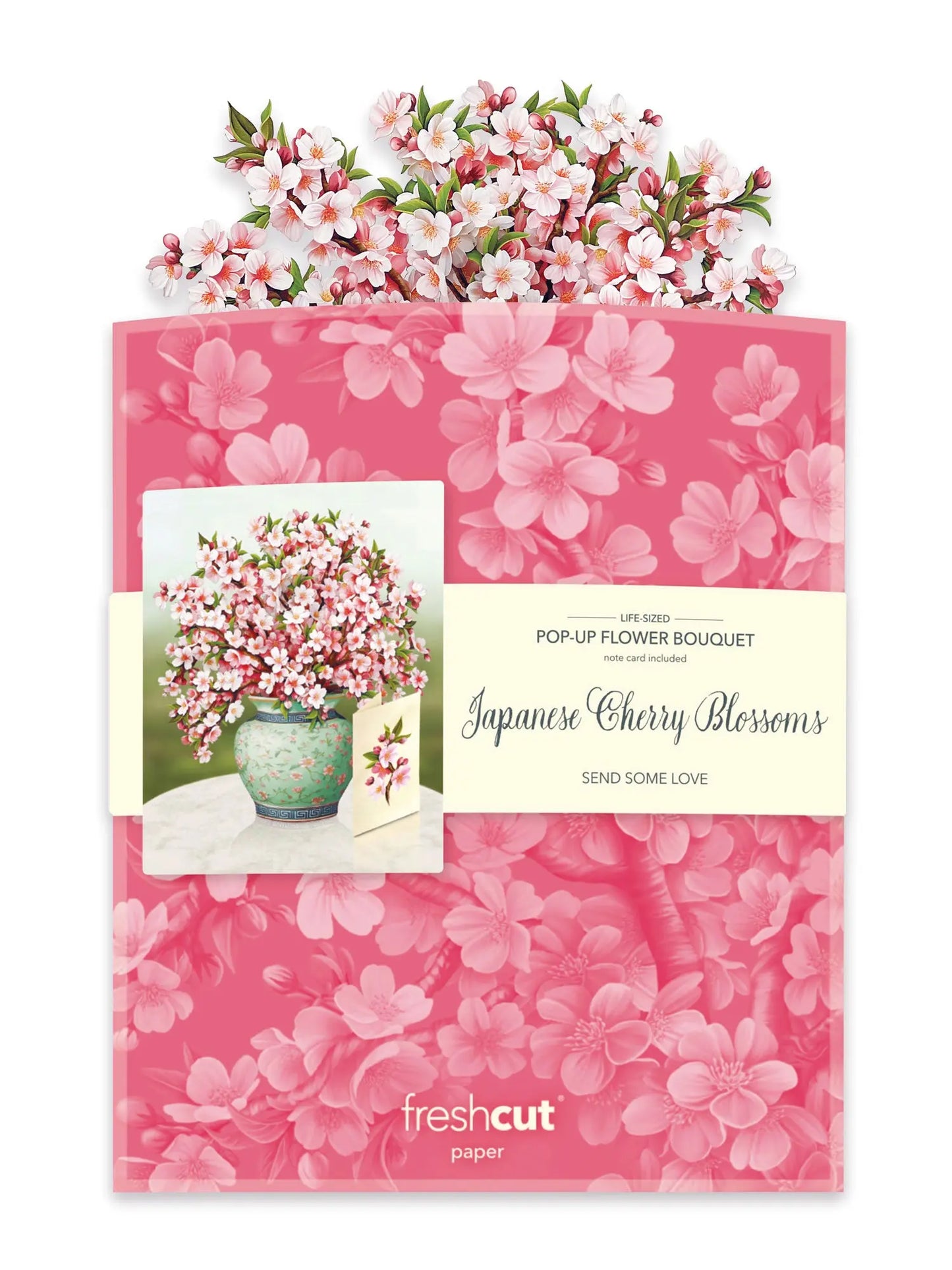Flower Bouquet Popup Card - Japanese Cherry Blossoms - Fresh Cut
