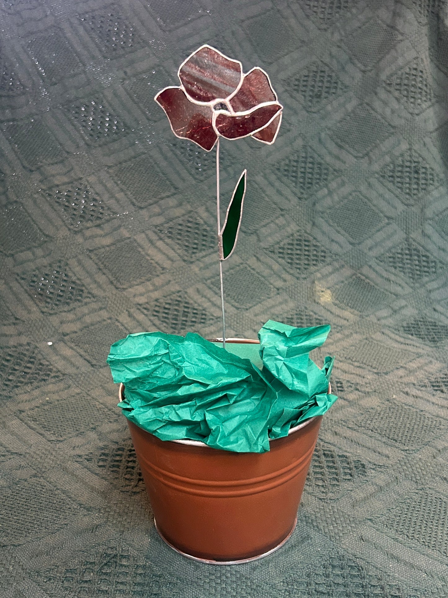 Poppy - Stained Glass Planter Stake