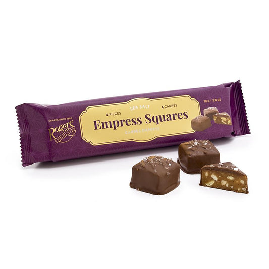 Sea Salt Empress Squares - Milk Chocolate - 4 squares - sleeve pkg - Rogers Chocolates