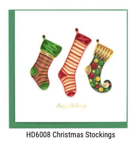 Quilling Card - Christmas - Christmas Stockings - handcrafted - Blank inside
