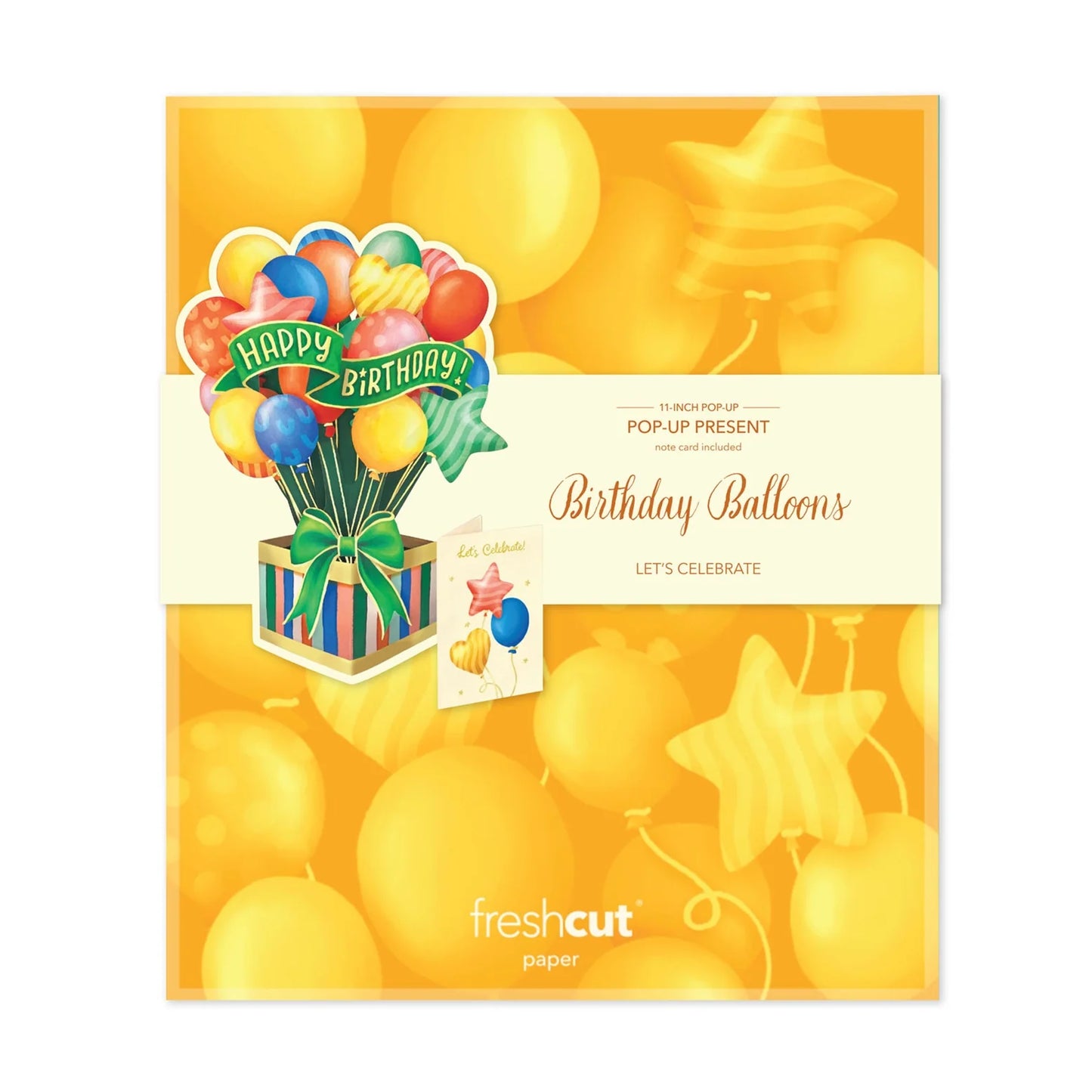 Present Popup Card - Birthday Balloons - Fresh Cut