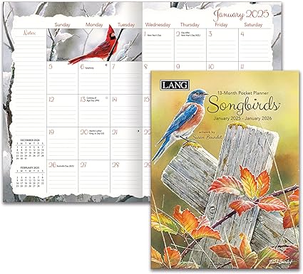 Lang Two Year Purse Calendar - Songbirds - Susan Bourdet - Planner