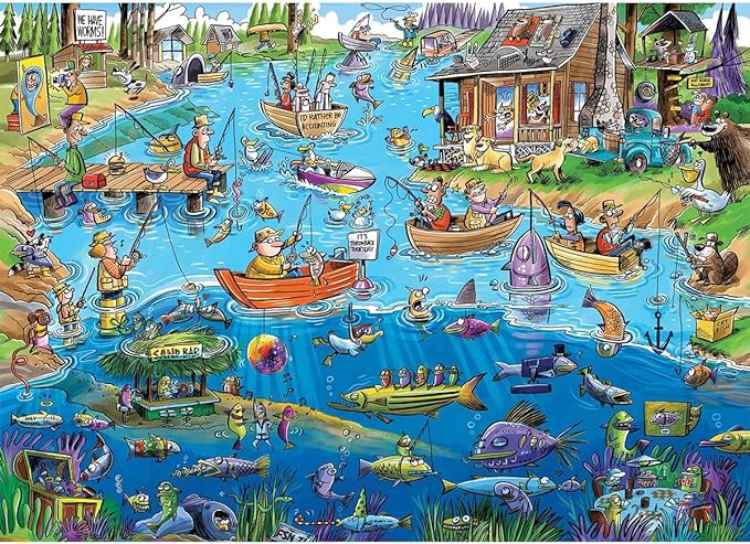 Gone Fishing, Doodletown - 1000 piece - Cobble Hill Puzzle