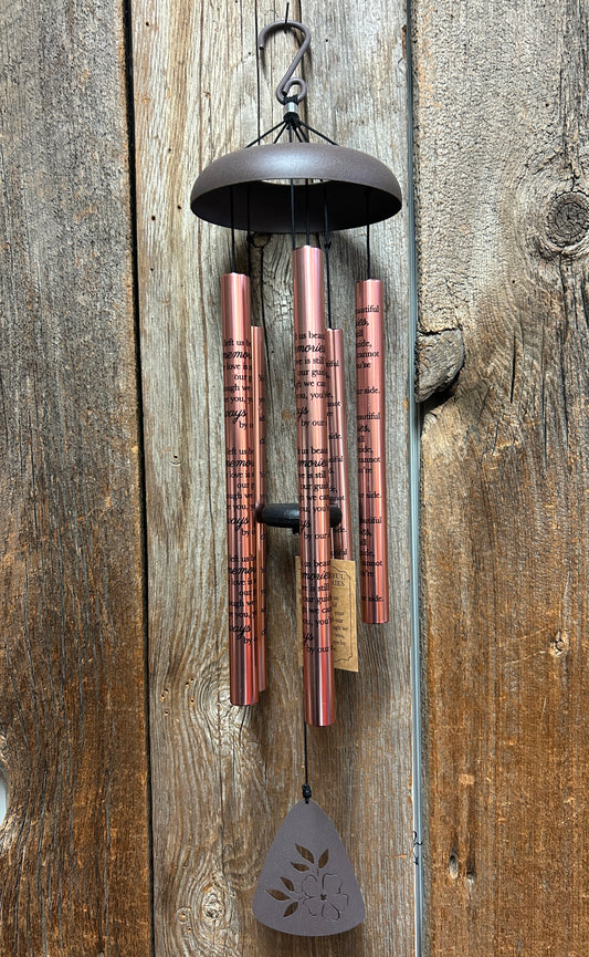 Wind Chime - 30" - You Left us Beautiful Memories, Your Love is Still our Guide - Rose Gold