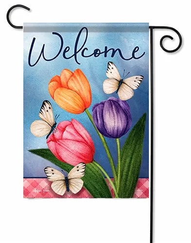 Tulip Trio - "Welcome" - Garden Flag - 12.5 " x 18"