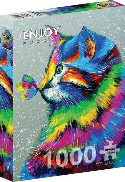 Bright Cat and Butterfly - 1000 Piece - Enjoy Puzzle