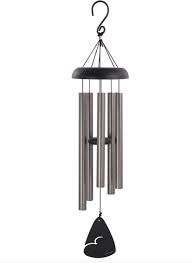 Chime - 30" Pewter/Black Stone Tubes - Black Metal top and chime pad