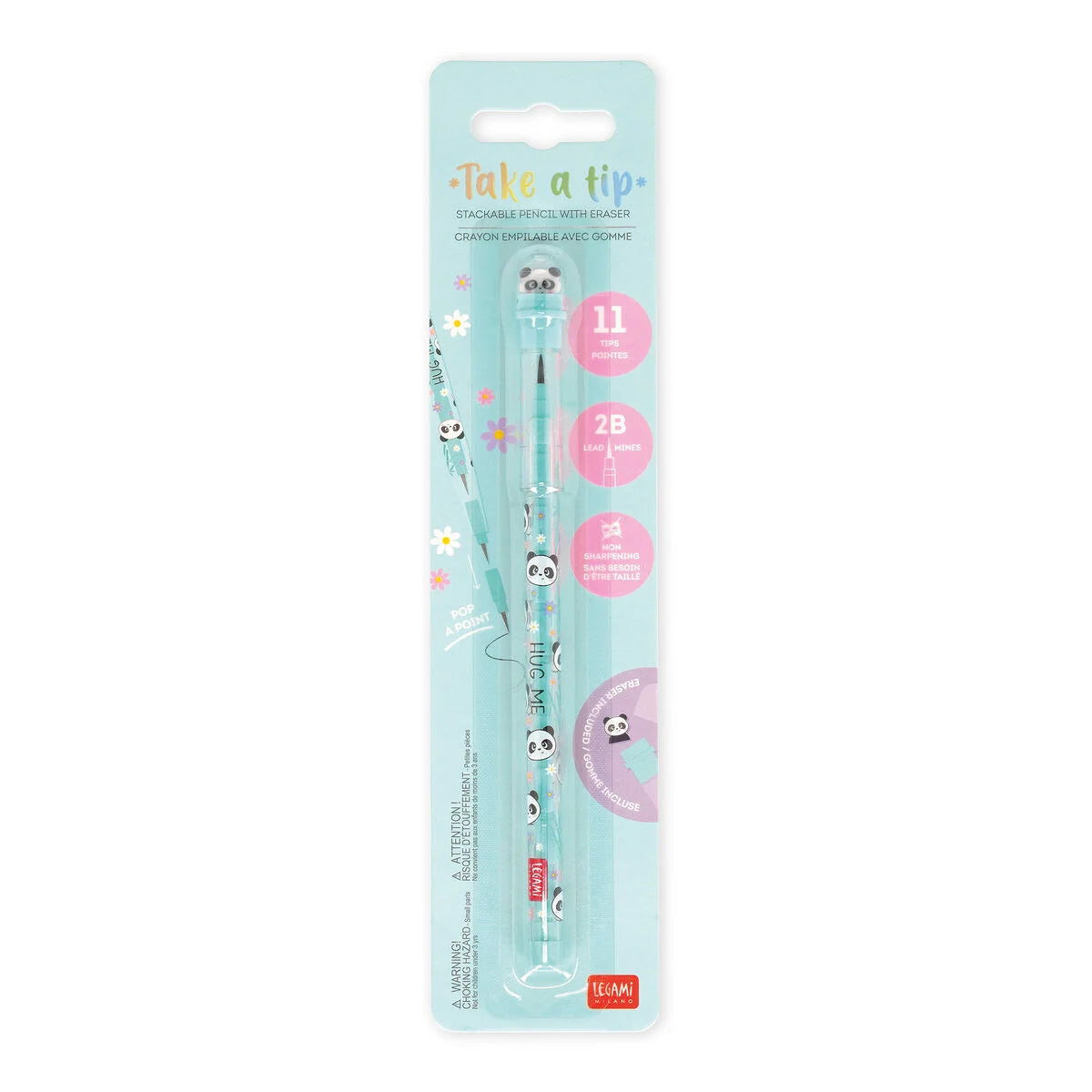 Take a Tip - Panda Stackable Pencil with Eraser - Legami