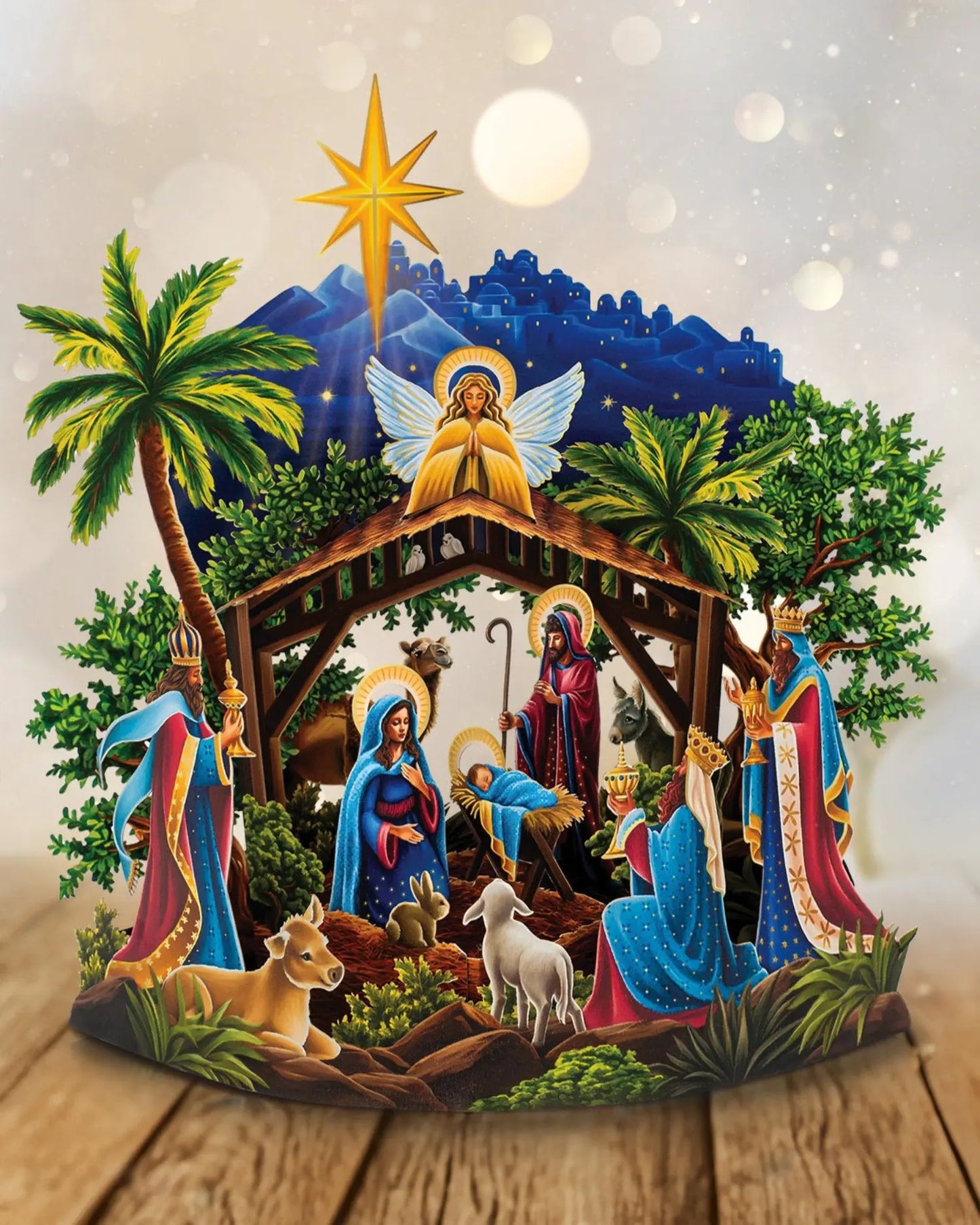 Christmas Decoration Popup Card - Starlit Nativity - Fresh Cut