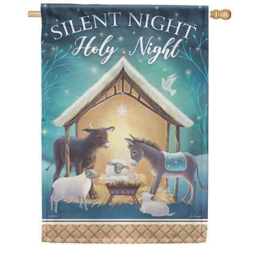 Stable Animals - Silent Night, Holy Night - Garden Flag