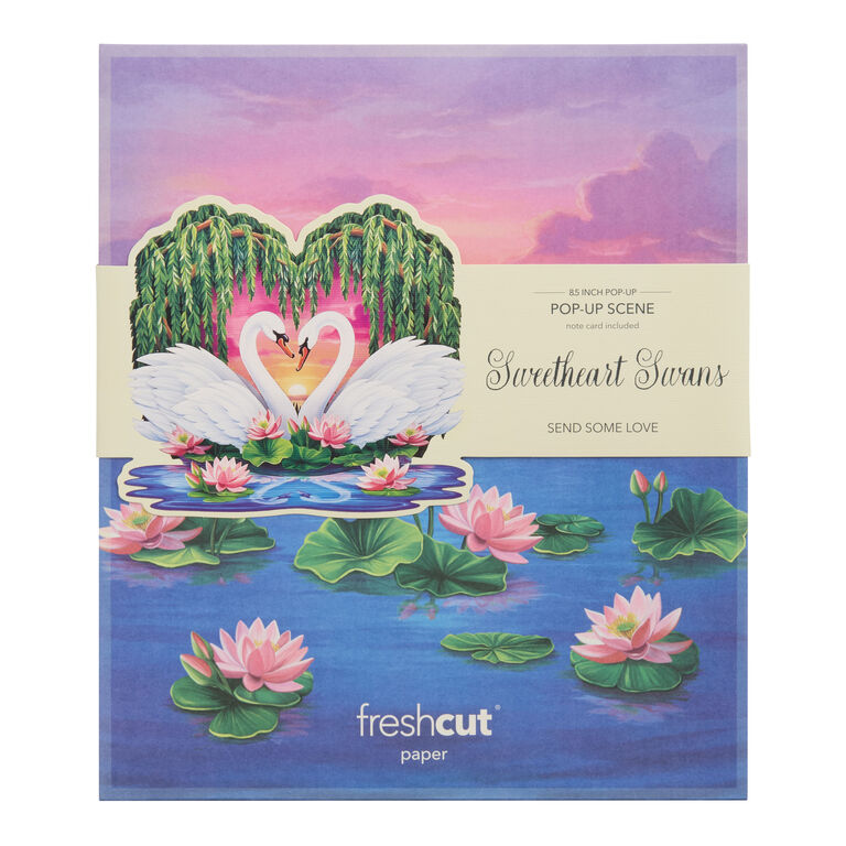 Flower Scene Popup Card - Sweetheart Swans - Fresh Cut