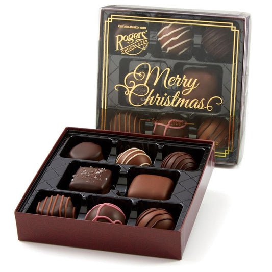 Rogers Merry Christmas Sampler Box - Milk and Dark Chocolate Assortment - 8 pieces - 110g - Rogers Chocolates