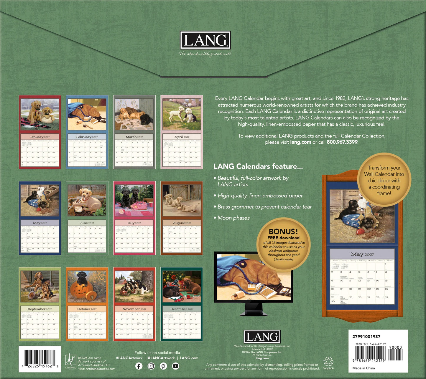 Lang Calendar - Puppy - Jim Lamb
