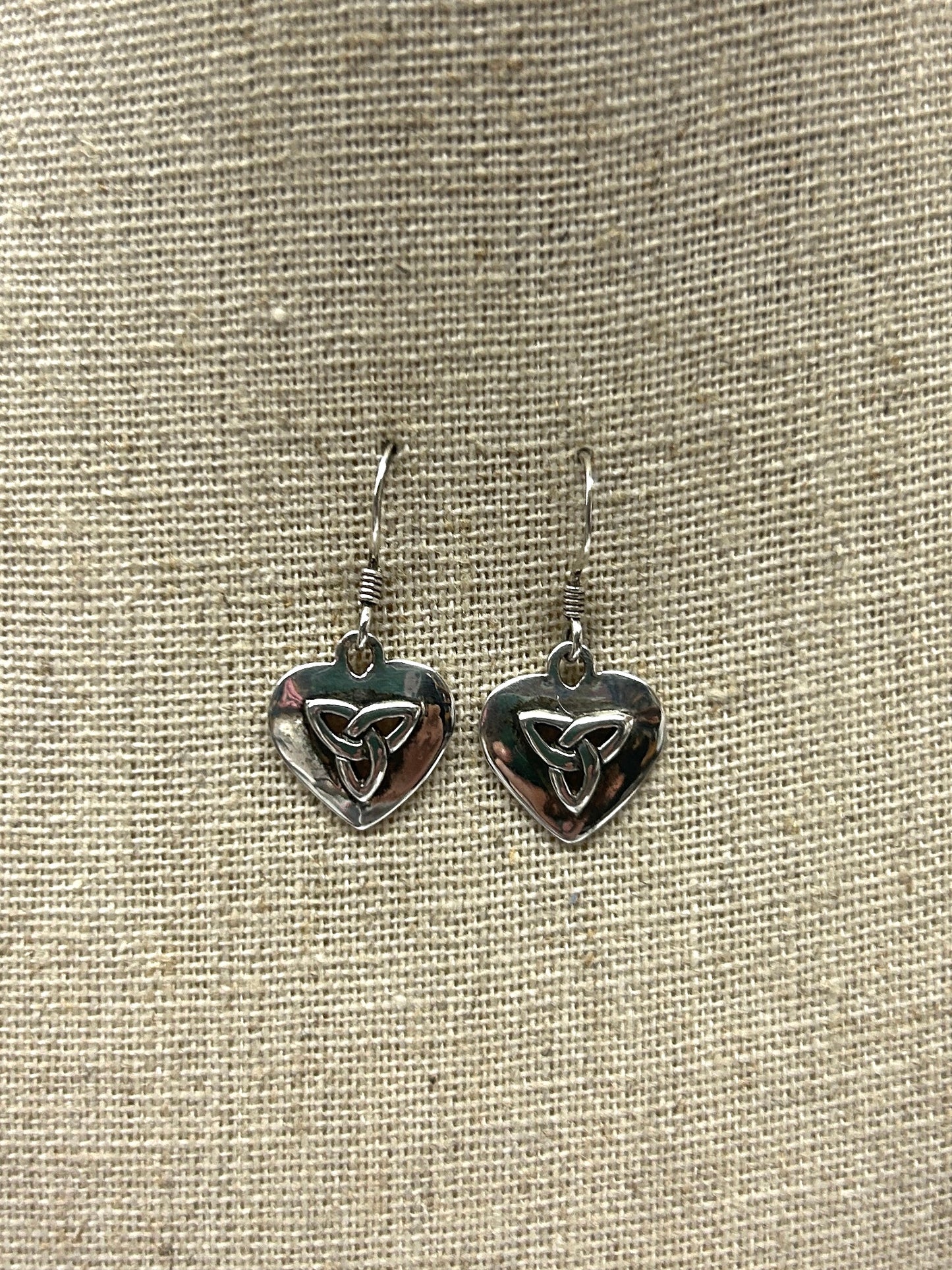 Celtic Trinity in Heart Earrings -Sterling Silver