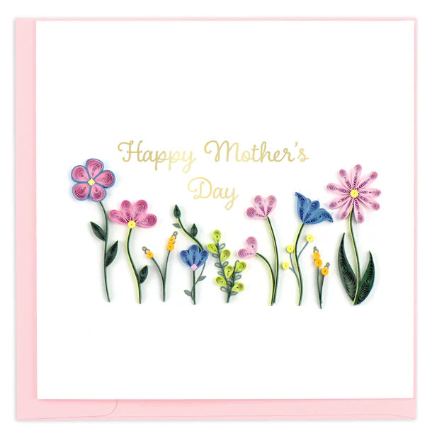 Quilling Card - Mother's Day Wildflowers - handcrafted - Blank inside