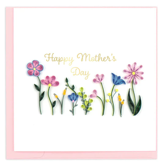 Quilling Card - Mother's Day Wildflowers - handcrafted - Blank inside