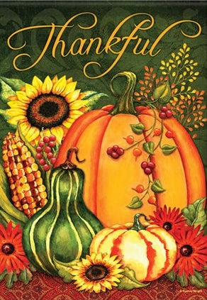 Harvest Splendor - House Flag - Thankful  28" x 40"