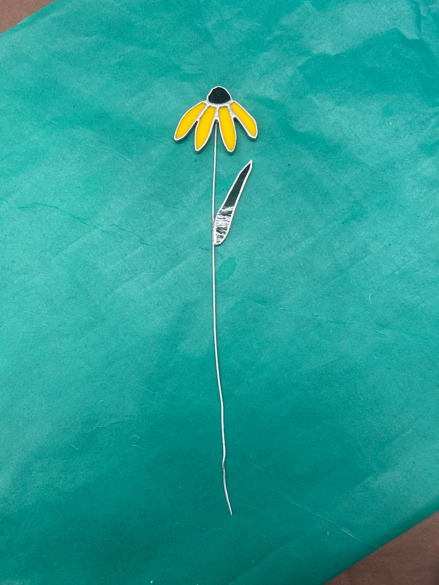 Black Eyed Susan - Stained Glass Planter Stake