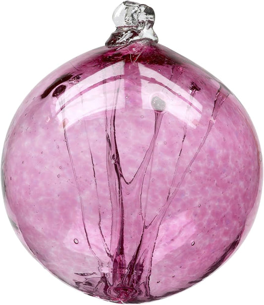 6" Olde English Friendship Ball - Cranberry - Canadian Blown Glass