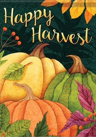 Pumpkin Patch - House Flag - Happy Harvest 28" x 40"
