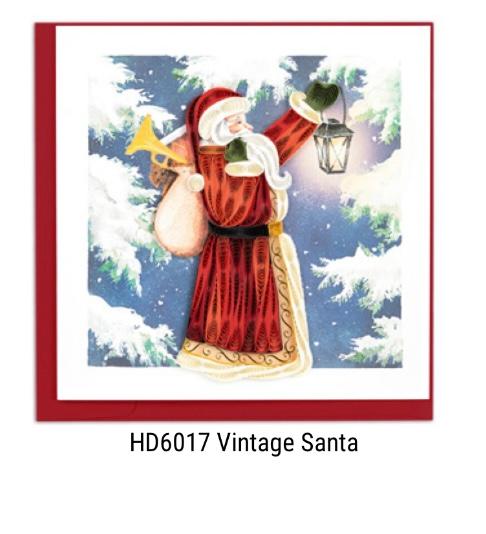 Quilling Card - Christmas - Vintage Santa - handcrafted - Blank inside