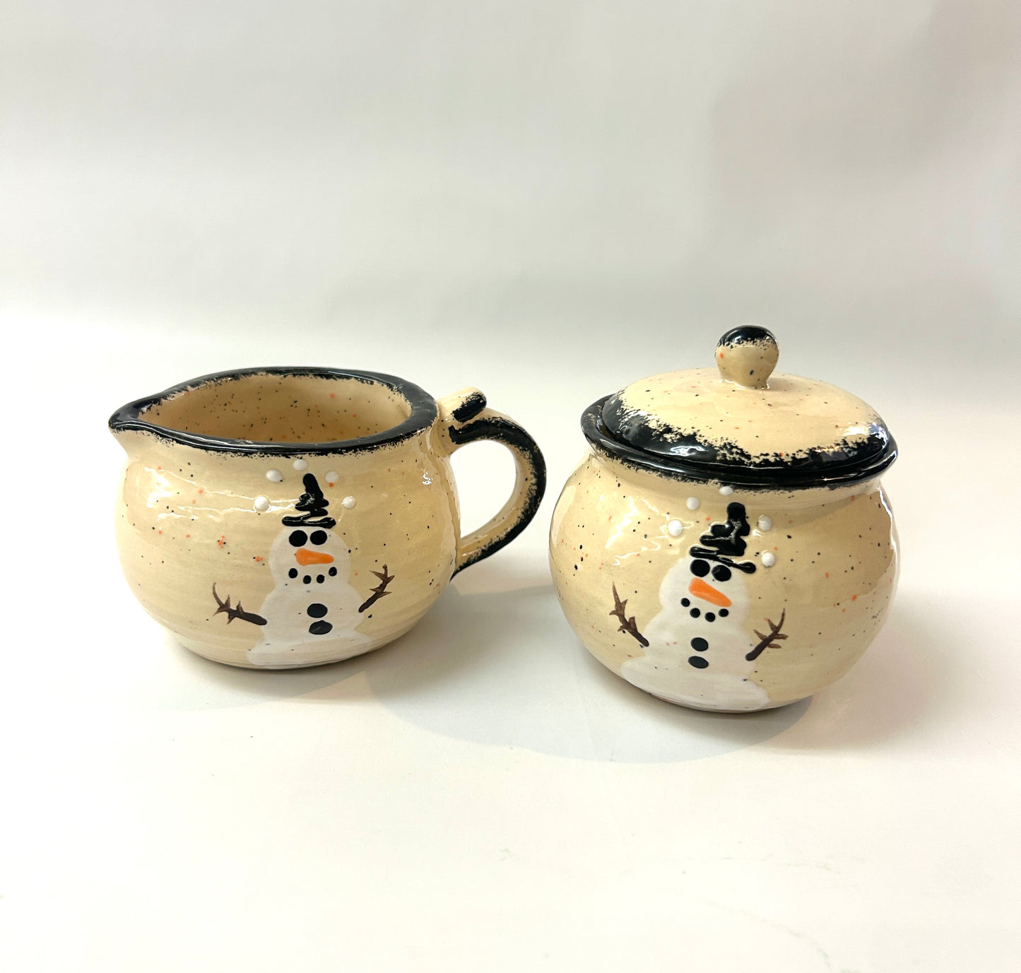 Cream & Sugar Set - Snowman - Canadian Handmade by Ed Lucier