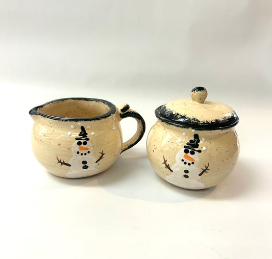 Cream & Sugar Set - Snowman - Canadian Handmade by Ed Lucier