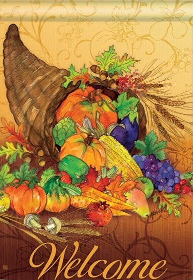 Bountiful Harvest - House Flag - "Welcome" - Double Sided -  28" x 40"