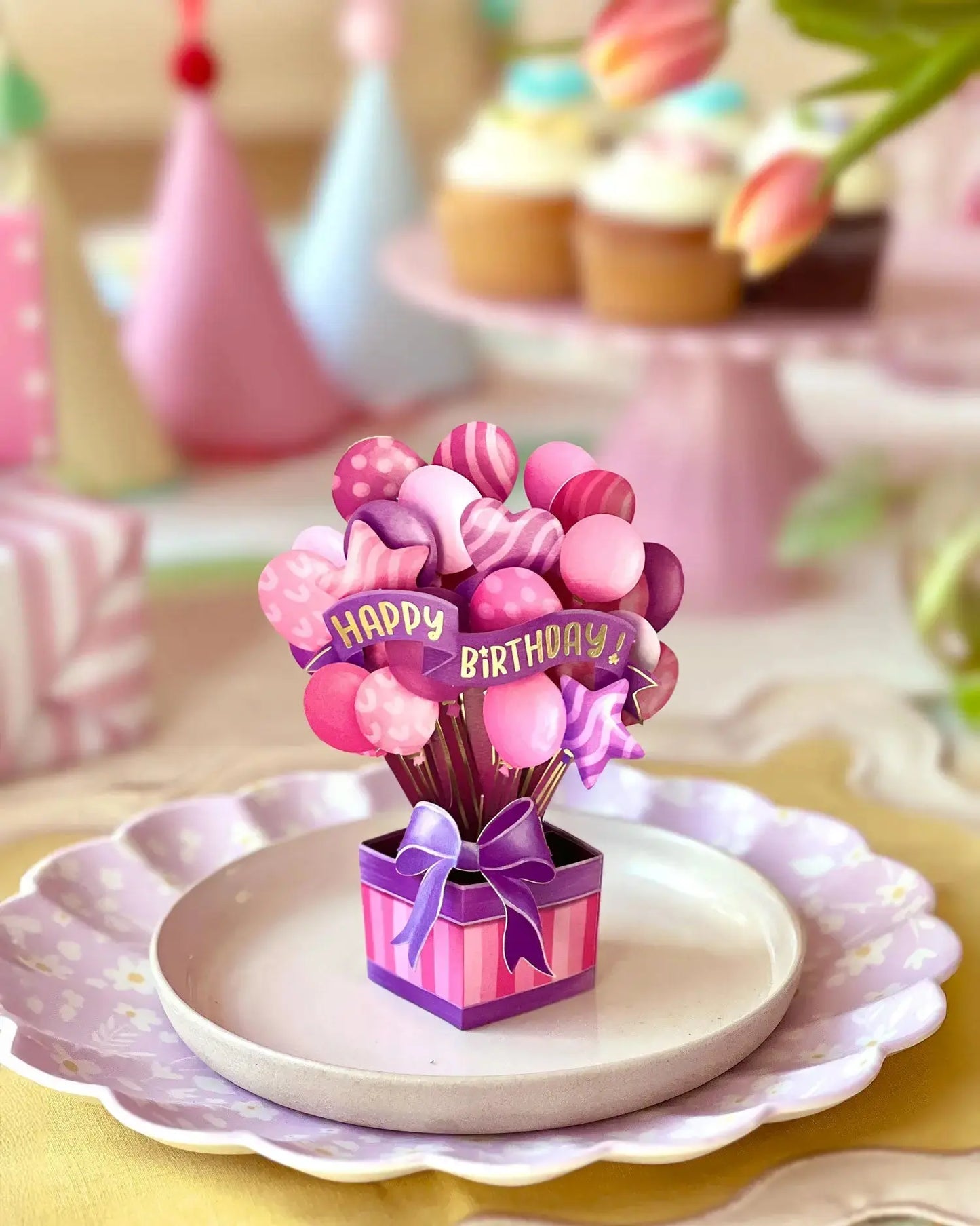 Mini Birthday Balloons Popup Card - Pink - Fresh Cut