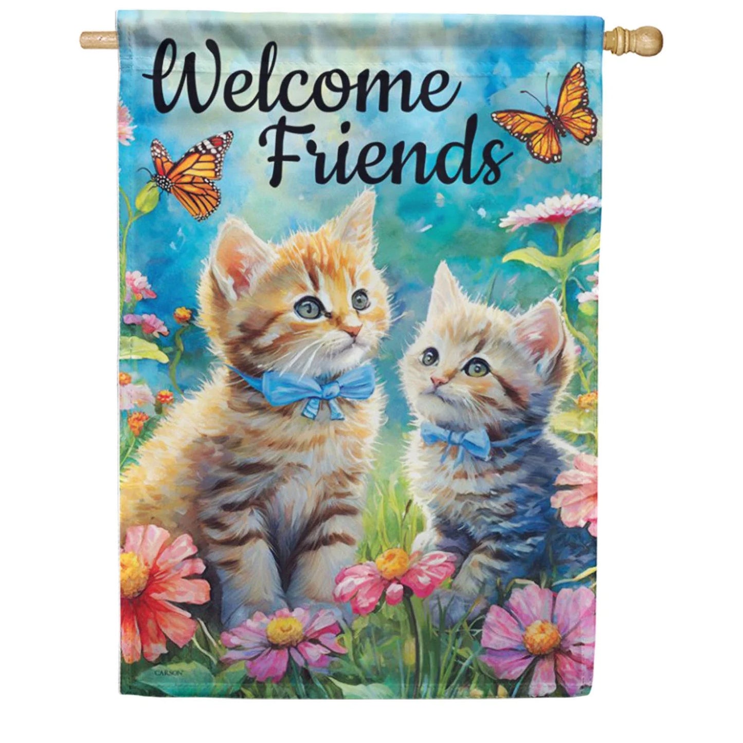Cute Kittens - Welcome Friends - Garden Flag - 12.5" x 8"