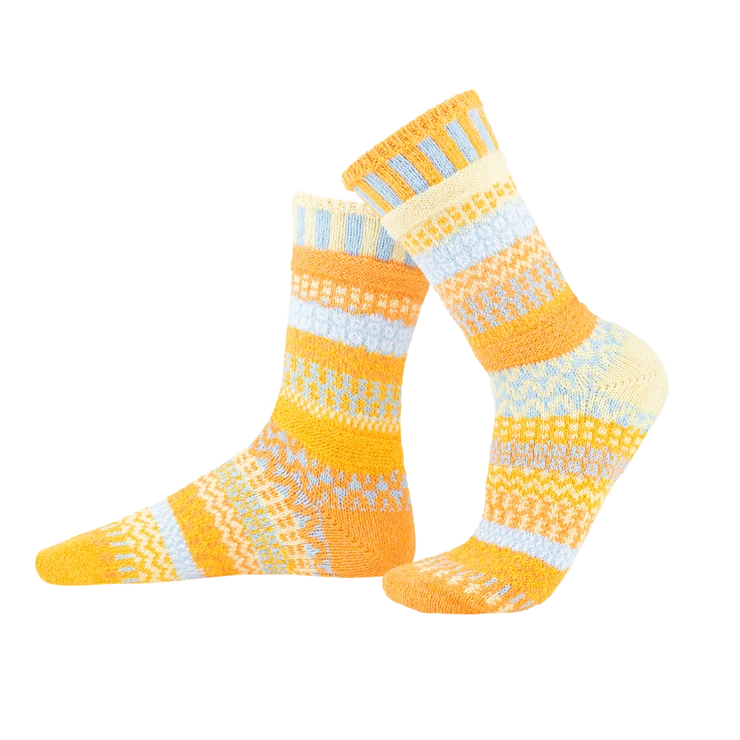Clementine - Medium - Mismatched Crew Socks - Solmate Socks