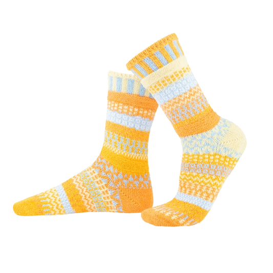Clementine - Large - Mismatched Crew Socks - Solmate Socks