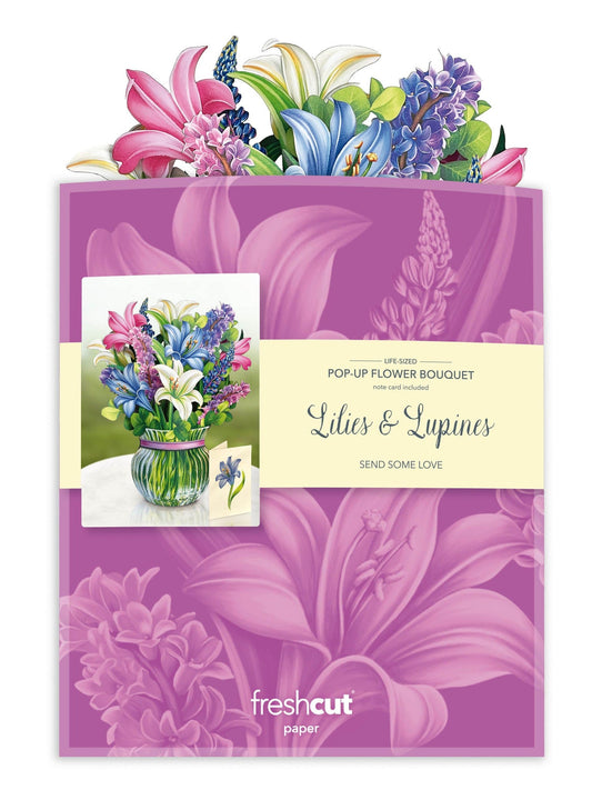 Flower Bouquet Popup Card - Lilies & Lupines - Fresh Cut