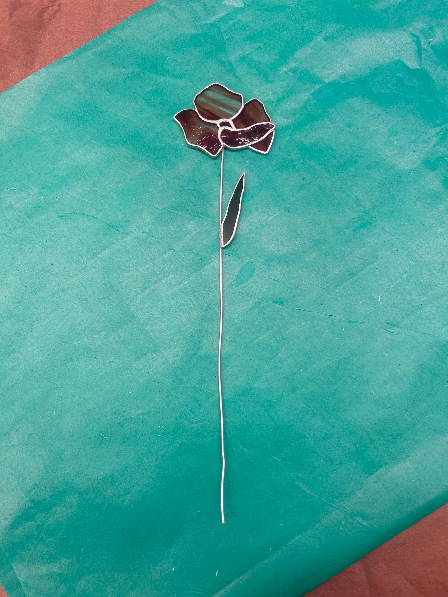 Poppy - Stained Glass Planter Stake