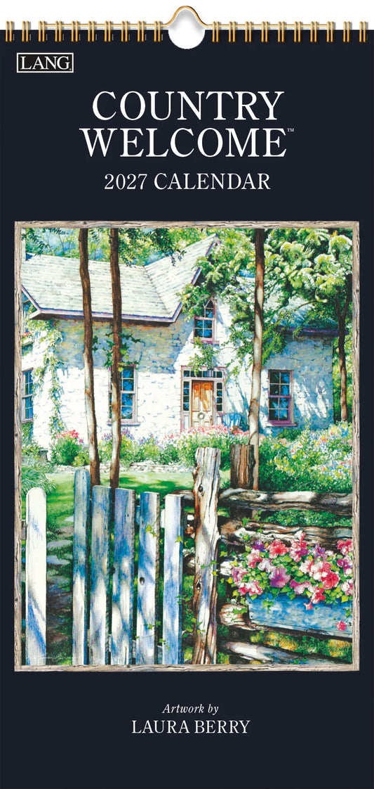 Lang Spiral Top Vertical Calendar - Country Welcome - Laura Berry