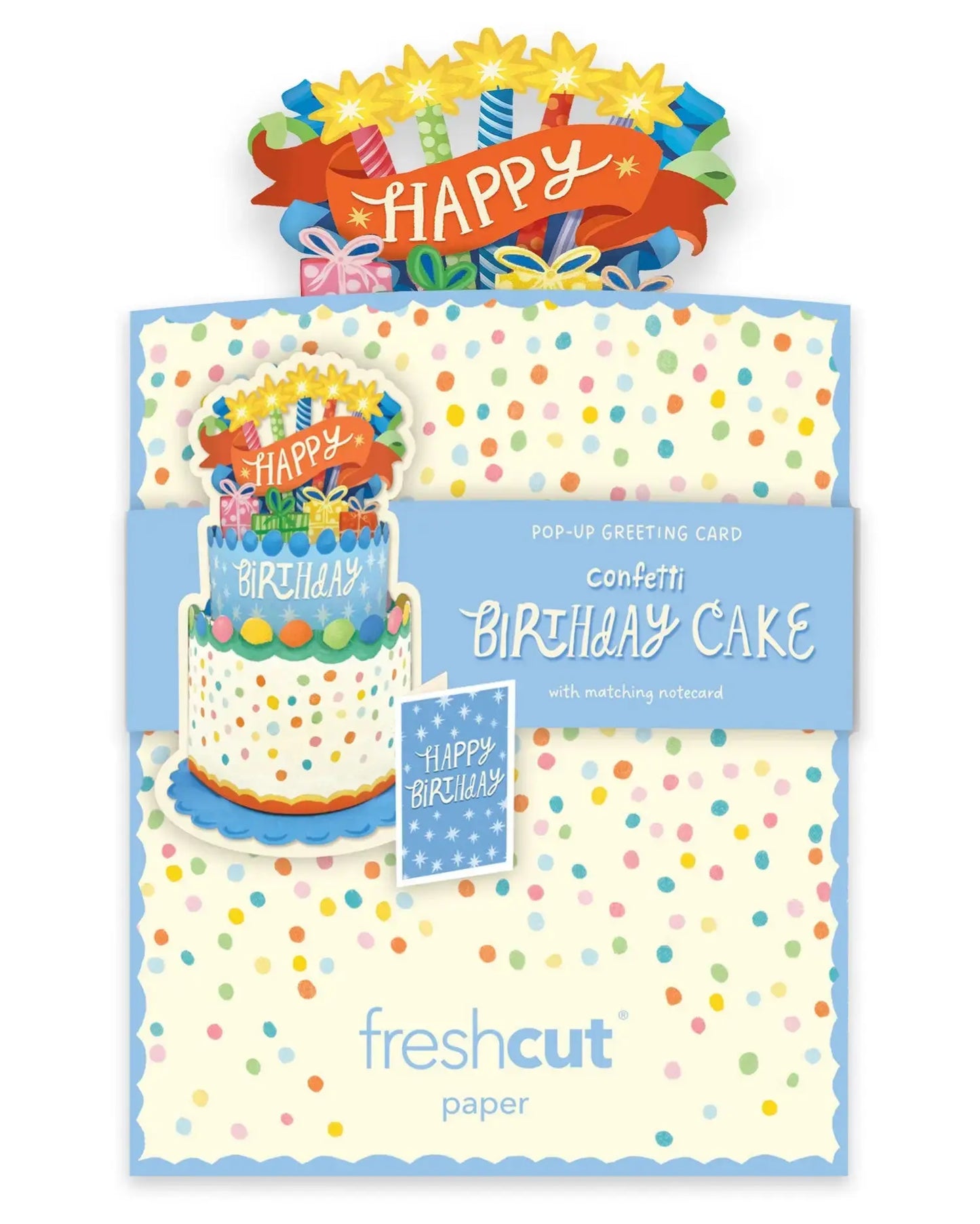 Mini Birthday Cake Popup Card - Confetti Birthday Cake - Fresh Cut