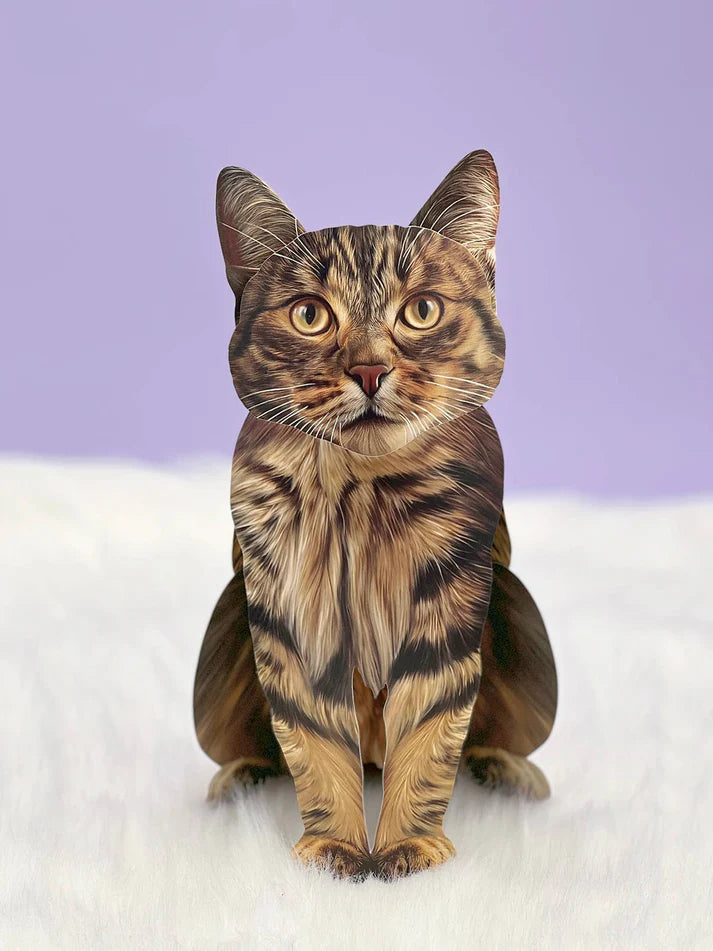 Pop up Cat Card - Brown Tabby - Fresh Cut