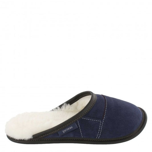 Mens Slip-on - 9/10  Navy / White Fur: Garneau Slippers