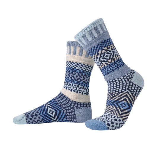 Azure - Small - Mismatched Crew Socks - Solmate Socks