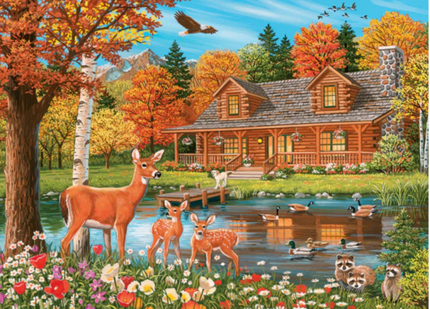 Cottage Pond - Family Pieces - 350 piece Cobble Hill Puzzle