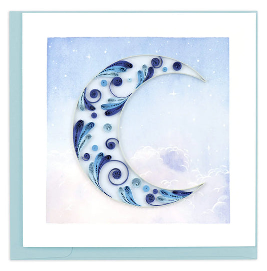 Quilling Card - Crescent Moon - handcrafted - Blank inside