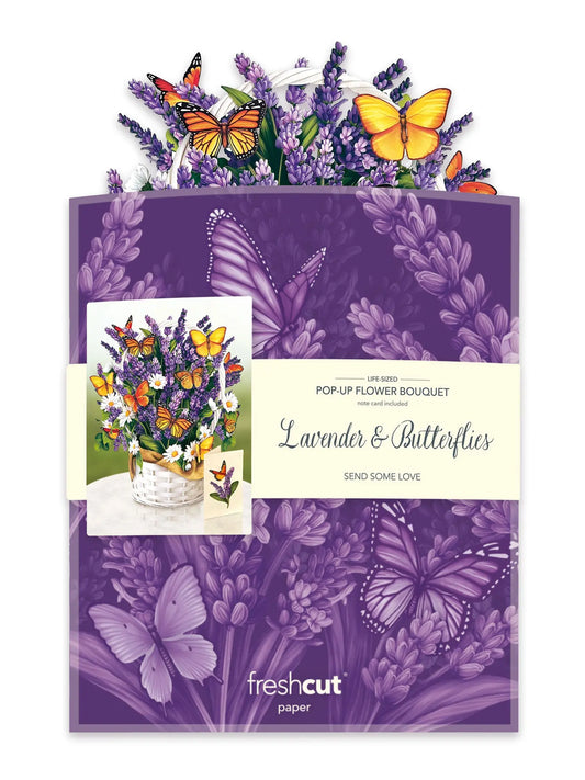 Flower Bouquet Popup Card - Lavender & Butterflies - Fresh Cut