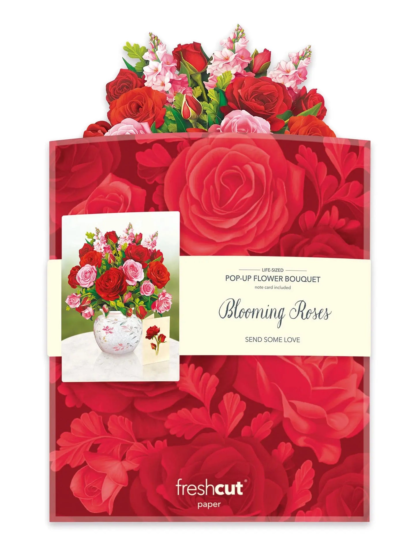 Flower Bouquet Popup Card - Blooming Roses - Fresh Cut