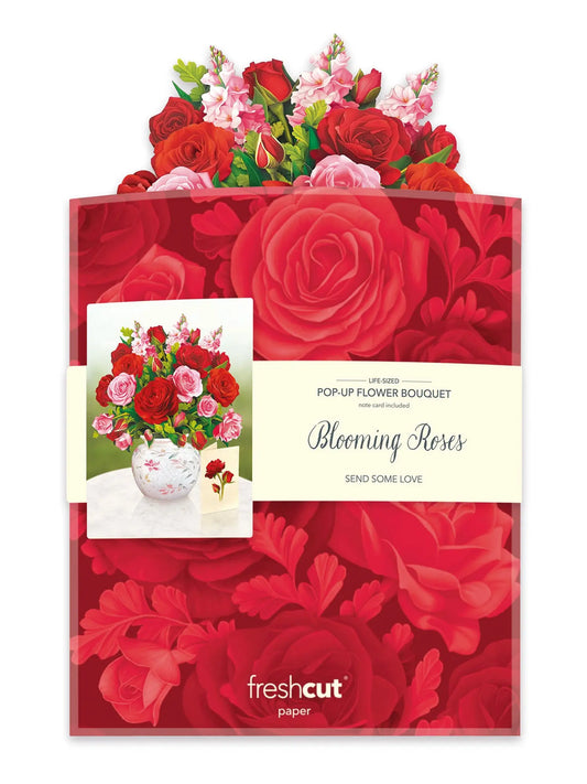 Flower Bouquet Popup Card - Blooming Roses - Fresh Cut
