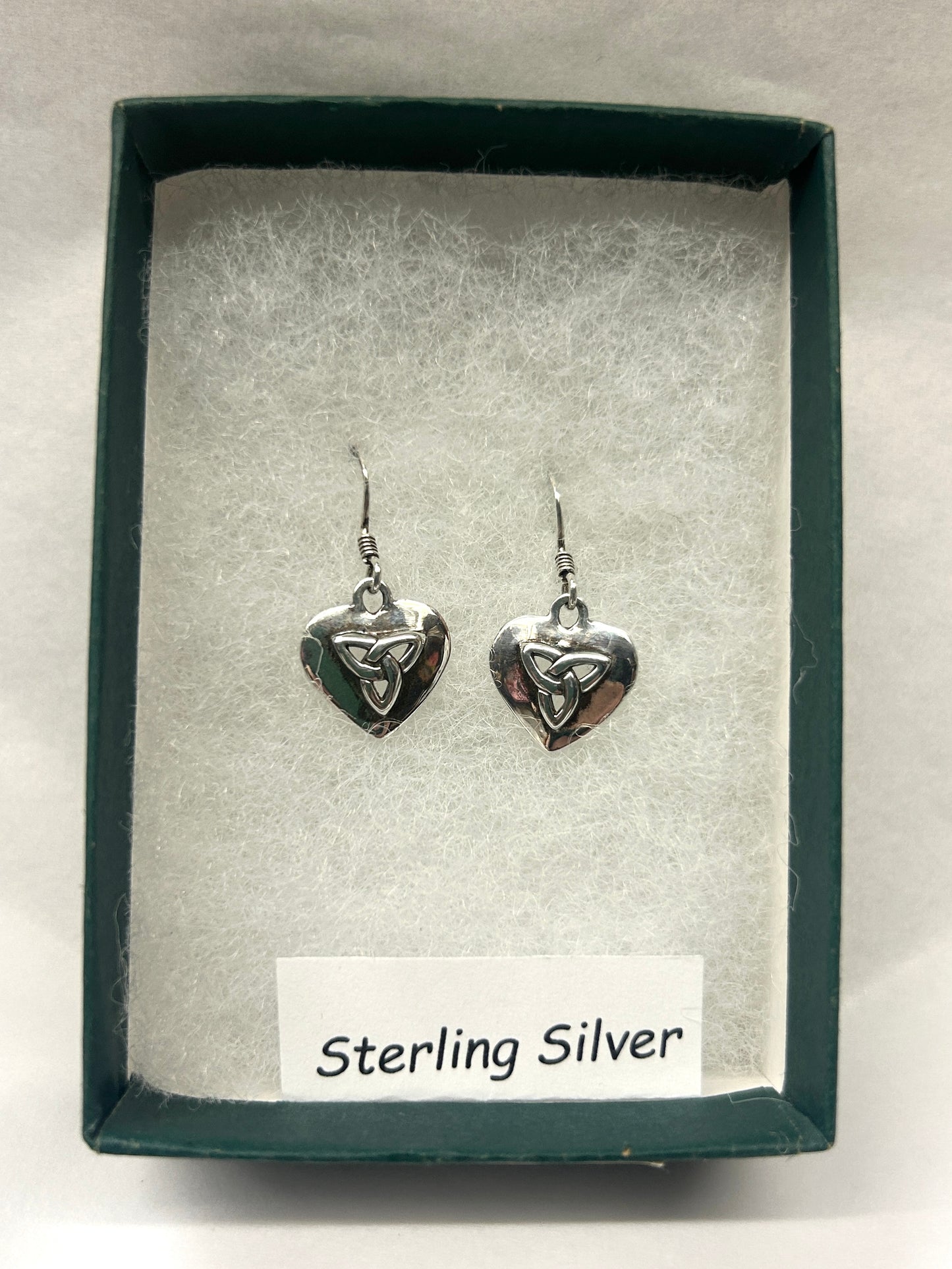 Celtic Trinity in Heart Earrings -Sterling Silver