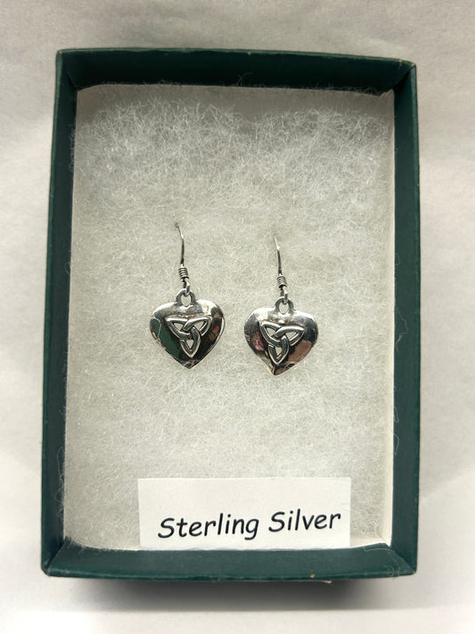 Celtic Trinity in Heart Earrings -Sterling Silver