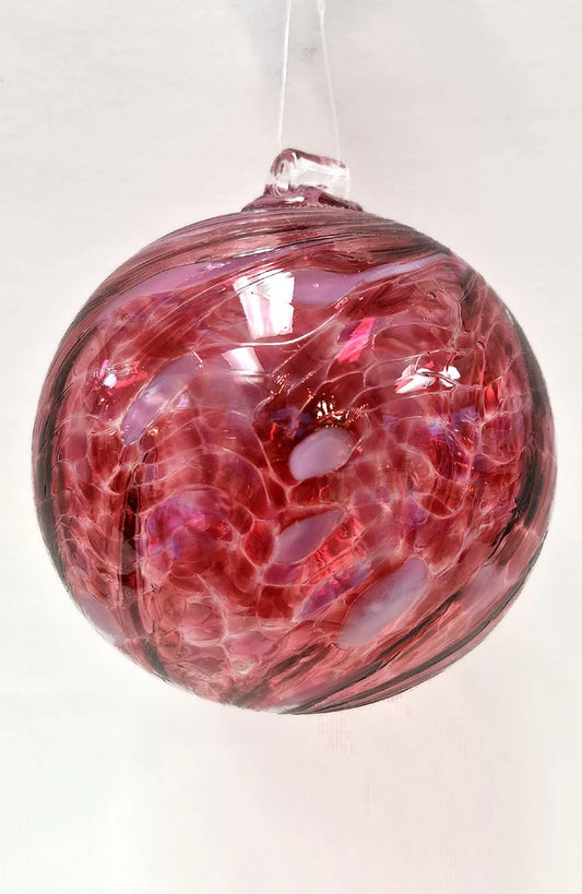 6" Nature's Whimsy Orb Friendship Ball - Rosy Pink - Canadian Blown Glass