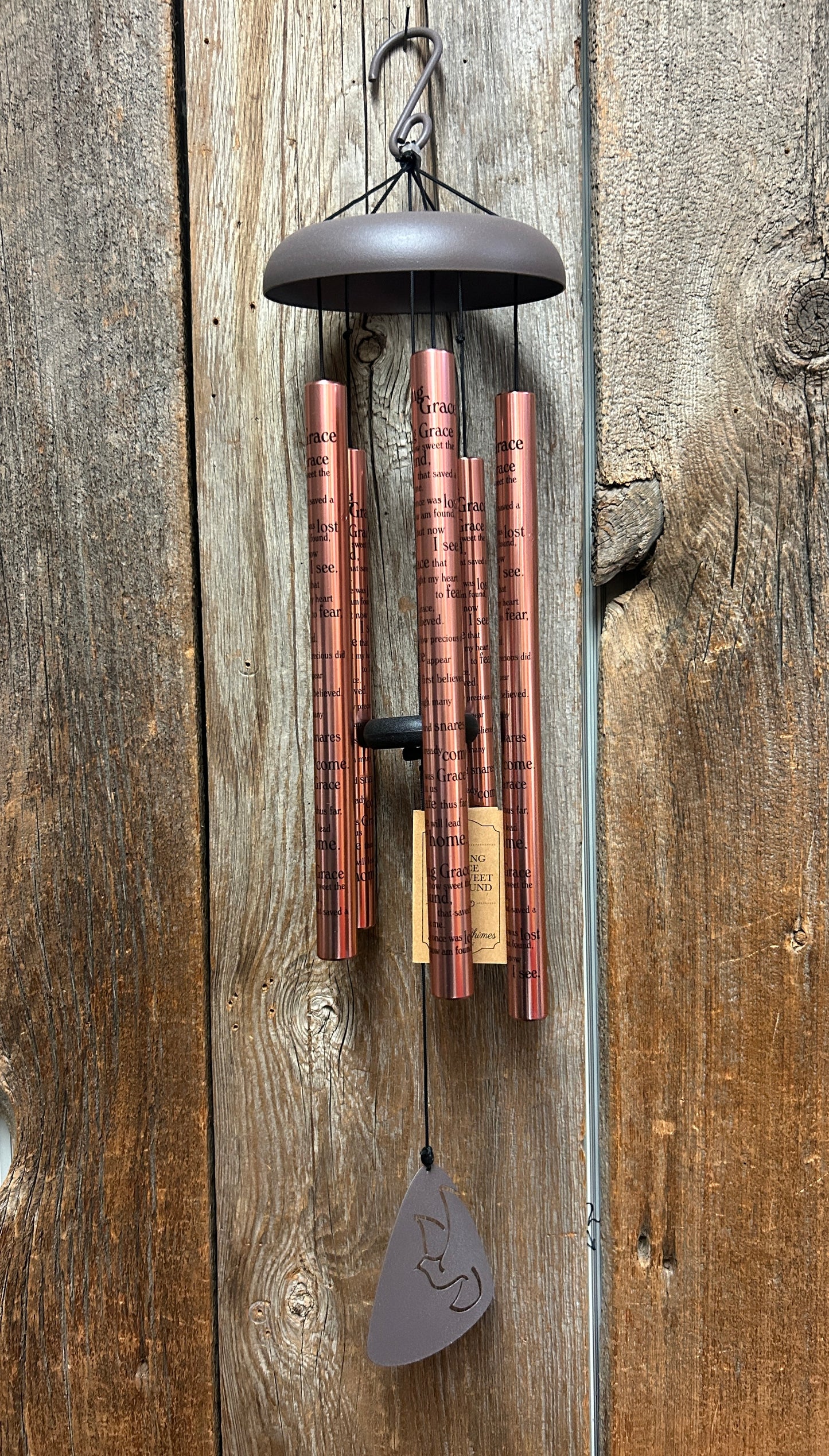 Wind Chime - 30" - Amazing Grace How Sweet the Sound - Rose Gold